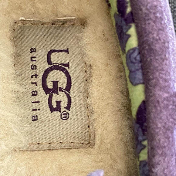 Ugg Australia Girls Sz 1 Purple Leather Lined Mocassin Slippers - Picture 8 of 16